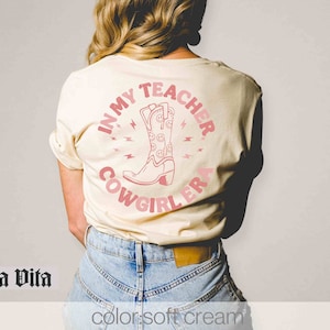 Custom Teacher Shirt, In My Teacher Cowgirl Era Shirt Personalized Teacher Shirt, Smiley Face Gift For Teacher, Teacher Cowgirl Boot Tshirt