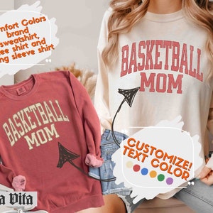 Basketball Mom Shirt Comfort Colors Sweatshirt And Long Sleeve, Customize Team Color, Sport Mom Comfort Colors Tshirt, Mothers Day Gift