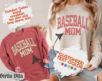 Baseball Mom Shirt Comfort Colors Sweatshirt And Long Sleeve, Customize Team Color, Sport Mom Comfort Colors Tshirt, Mothers Day Gift