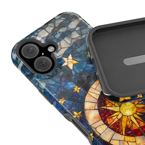 Stars Phone iPhone Case, Moon Celestial Magsafe Phone Cover , Stained Glass Cases, Celestial Stars Moon Phone Accessories, Space Lover image 7