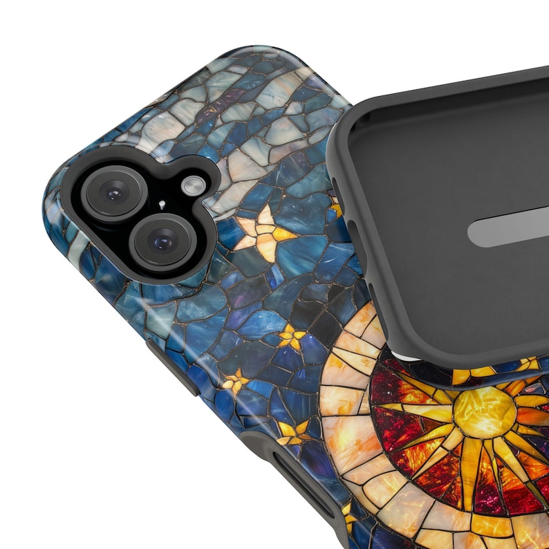 Stars Phone iPhone Case, Moon Celestial Magsafe Phone Cover , Stained Glass Cases, Celestial Stars Moon Phone Accessories, Space Lover image 7