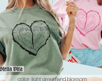 Tree Trunk Heart Shirt, Comfort Colors Nature Life Shirt, Heart Wood Slice Shirt, Global Warming, Gift For Mom, Campers Gift,  Camping Shirt