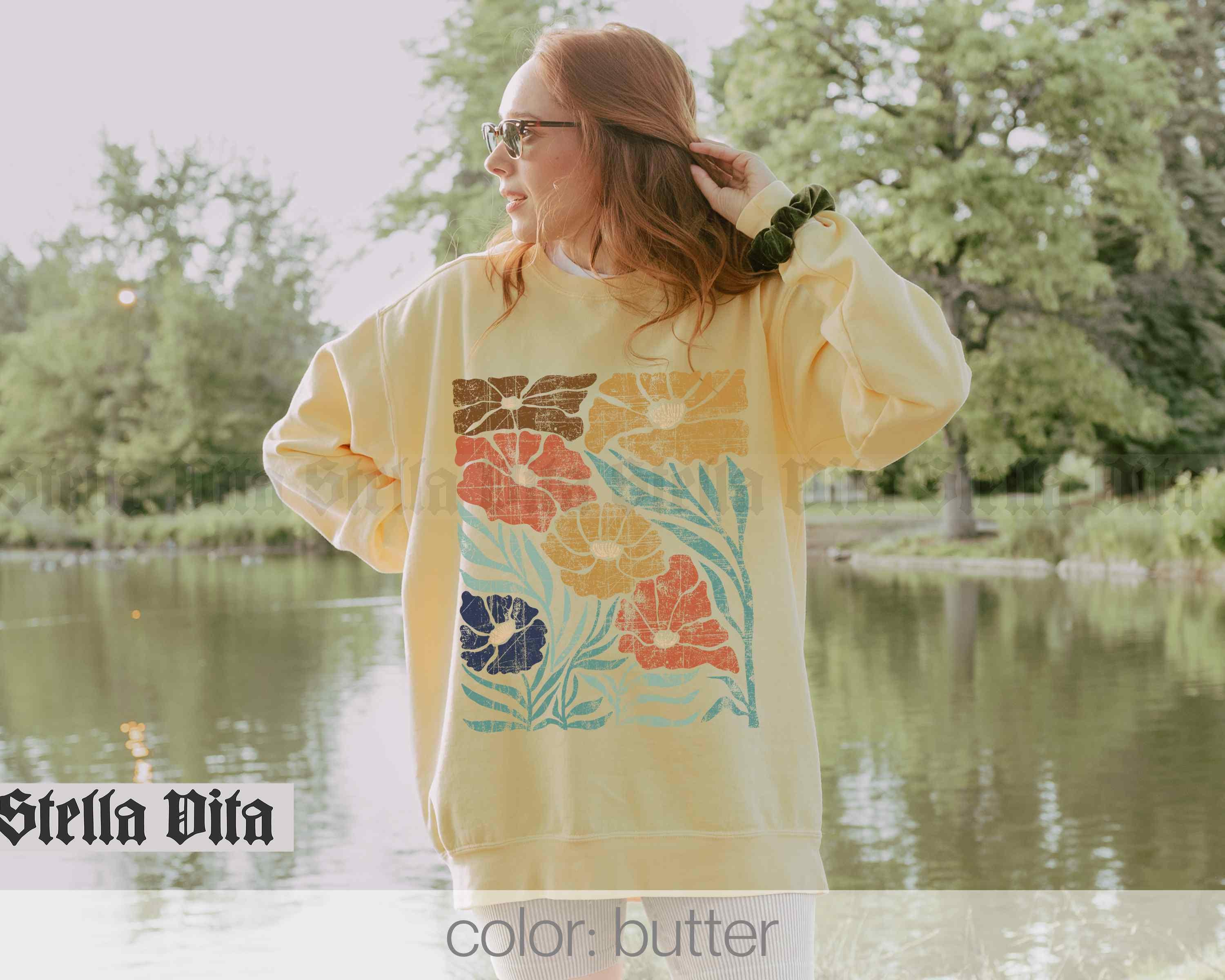 Floral Sweatshirt, Comfort Colors Wildflower Shirt, Fall Wild Flowers ...