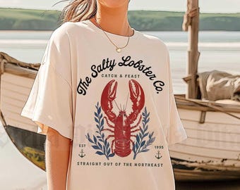 Graphic Tee Comfort Colors Lobster Shirt, Fisherman Aesthetic Tshirt, Lobster Bake Tee New England Preppy Nautical Coastal T-Shirt , Unisex