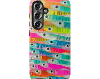 Sardine Phone Case, Bright Fish Summer Cover, Samsung S25 Ultra, Pixel 9 Pro, Google Pixel 9 and other Galaxy and Pixel models - Colorful