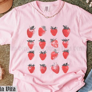 ●maison creme● Strawberry T-shirt Strawberry Shirt Strawberry Clothes Strawberry Top Garden