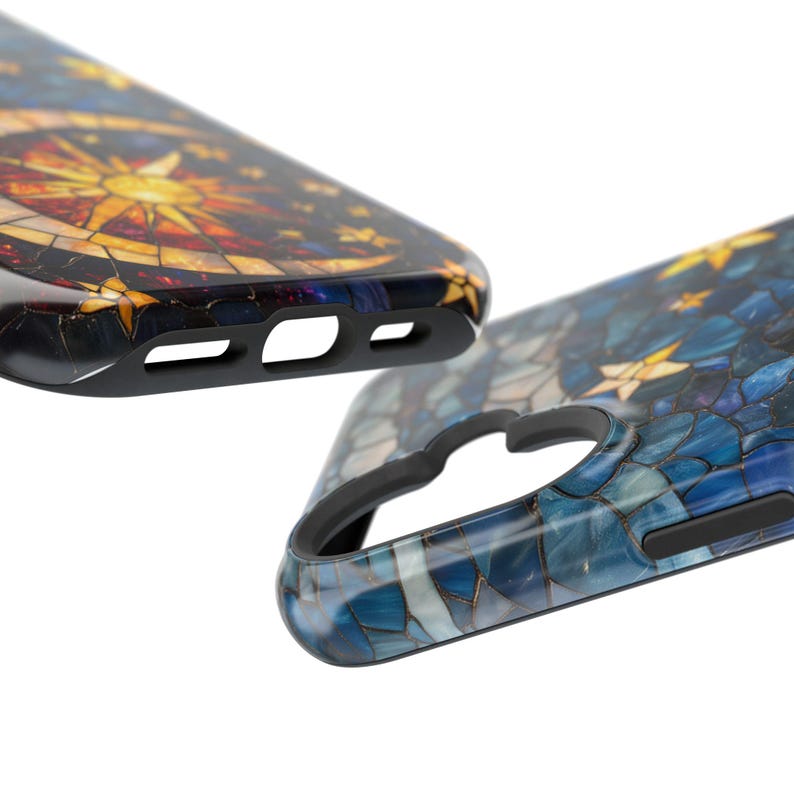 Stars Phone iPhone Case, Moon Celestial Magsafe Phone Cover , Stained Glass Cases, Celestial Stars Moon Phone Accessories, Space Lover image 4