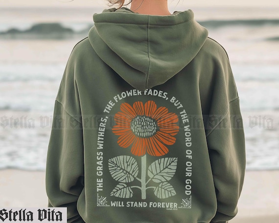 Flower Christian Hoodie, Boho Bible Quote Shirt, Floral Isaiah Catholic Sweatshirt, Nature Gardener Religious Hooded Sweatshirt