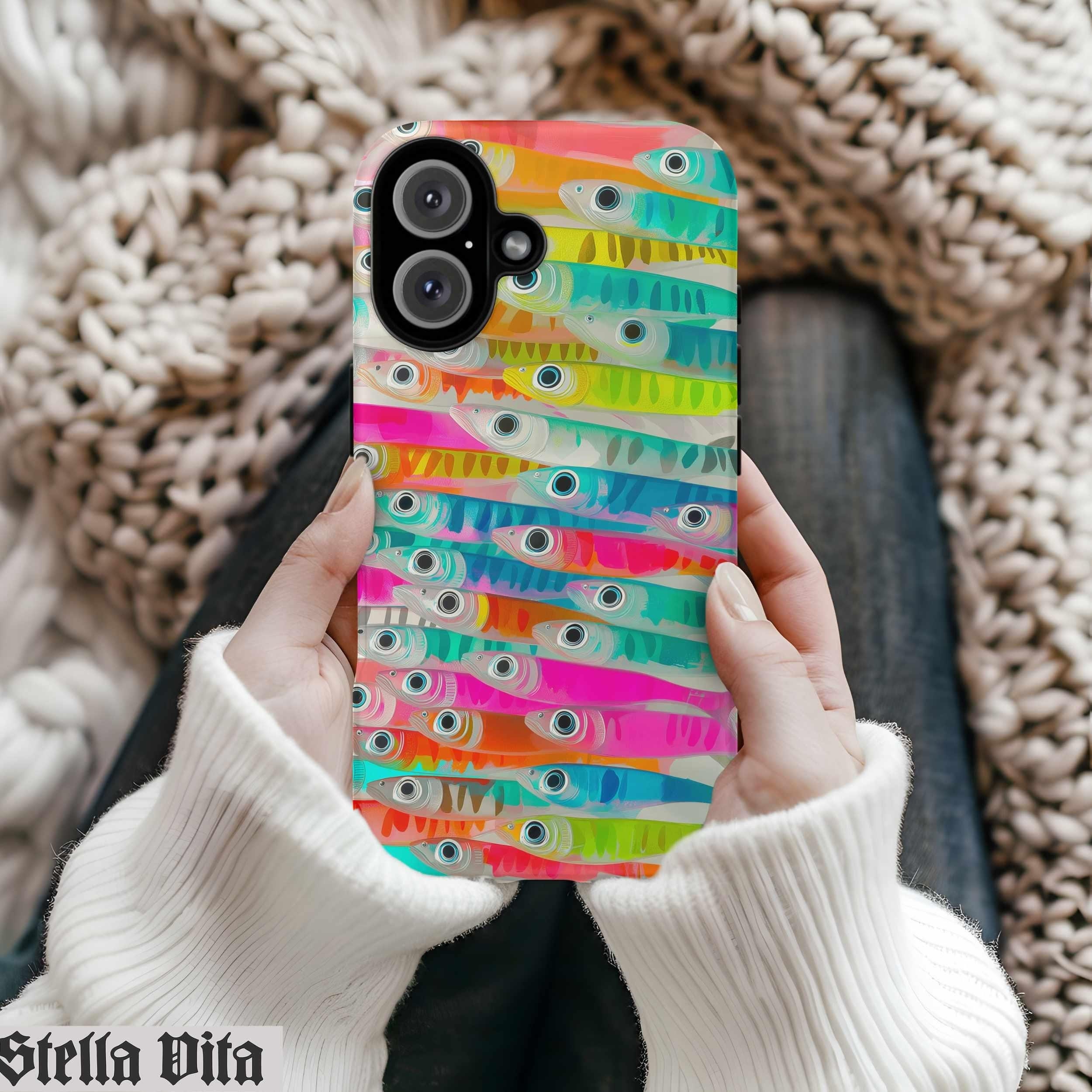 Fish Magnetic Phone Cases,  Colorful Sardine Animal Gift, Underwater Sea Wildlife Accessories, Magsafe Phone Case, iPhone Cover 16 15 14 13