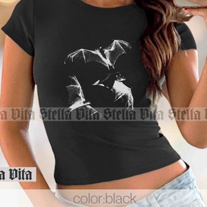 Maglietta trendy per neonati Bats Y2k, maglietta vintage anni &#39;90 con pipistrello, maglietta gotica retrò spettrale per neonati, maglietta con grafica unisex per adulti grunge anni 2000, arte oscura