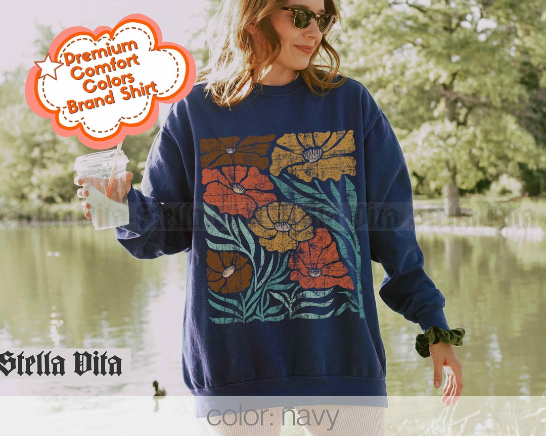 Floral Sweatshirt, Comfort Colors Wildflower Shirt, Fall Wild Flowers ...