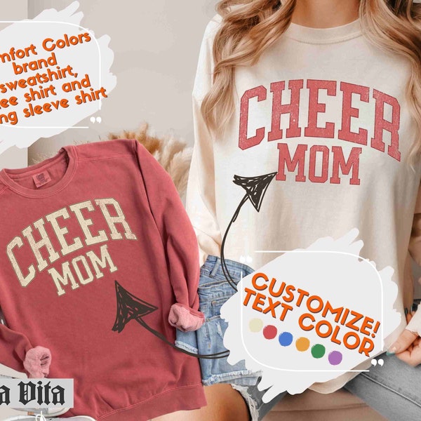 Cheer Mom Shirt Comfort Colors Sweatshirt And Long Sleeve, Customize Team Color, Sport Mom Comfort Colors Tshirt, Mothers Day Gift