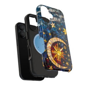 Stars Phone iPhone Case, Moon Celestial Magsafe Phone Cover , Stained Glass Cases, Celestial Stars Moon Phone Accessories, Space Lover image 8