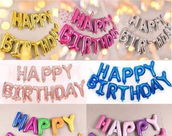 Grande striscione di palloncini autogonfiabili HAPPY BIRTHDAY da 16 pollici con lettere e nastro da 10 m, decorazione per feste inclusa.