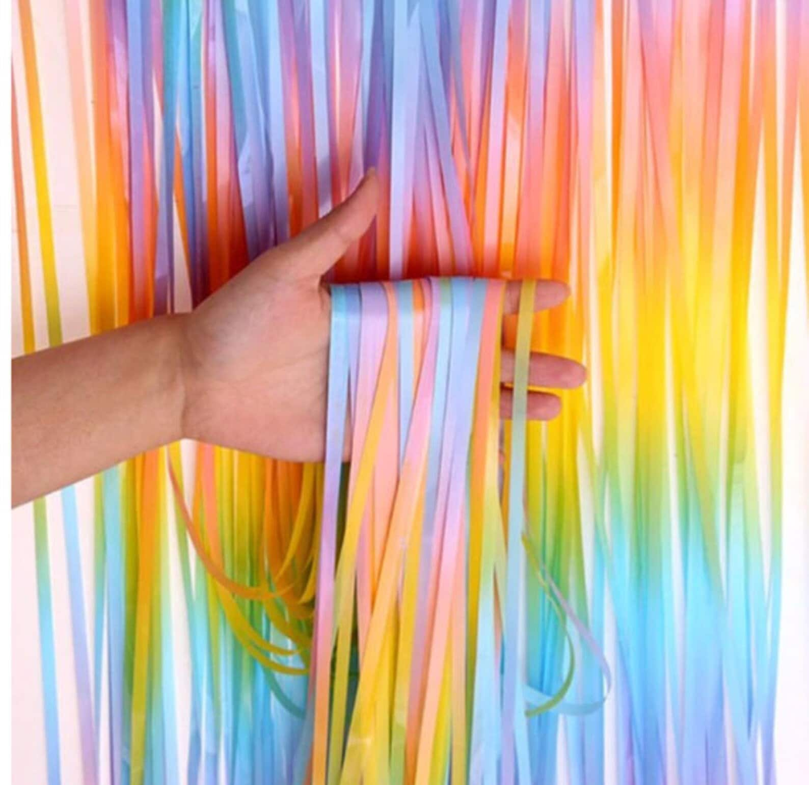 Pastel Rainbow Streamers Backdrop, Pastel Crepe Paper Streamers