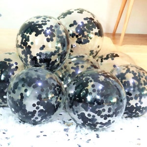 Ballons confettis 12&quot; Latex 10 pièces Or, argent, or rose, noir Anniversaire Mariage Baby Shower Anniversaire Thème Ballon Décoration