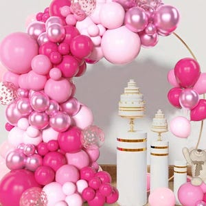 Balloons Arch Pink & Pink Chrome Garland Arch Kit Balloon 105Pcs Wedding Party UK