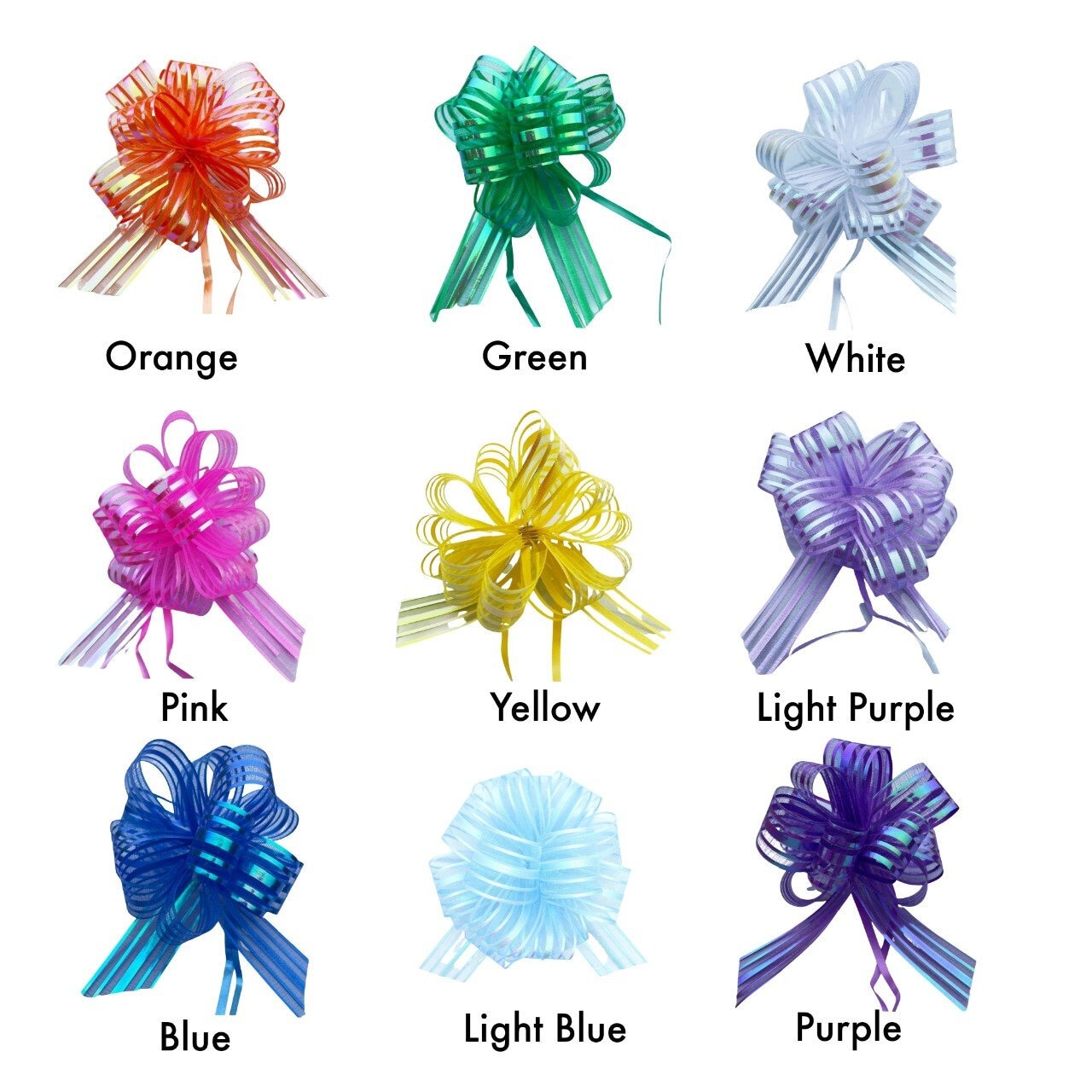 5 and 7 Organza Stripe Multi-Loop Pull Bow (25 or 50 pack) – Bow