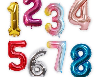 Number Foil Balloons 16-inches small mini Balloons 1st/16/18/21st/30/40/50/60th Age Birthday Party Decor Balloons inflate with Air
