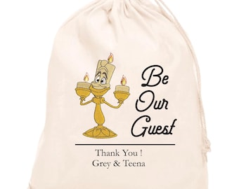 Beauty and the Beast Wedding Welcome Bag, Custom Cotton Favor Bag