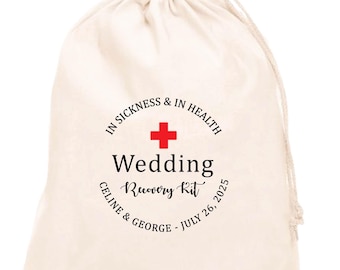 Customised Wedding Recovery Kit Bags: Cotton Canvas Favor Pouches