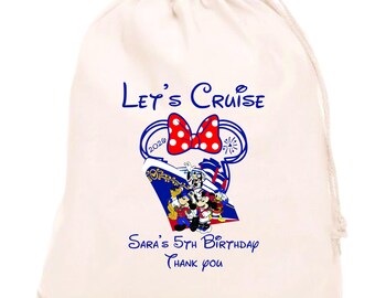 Personalize Disney Let's Cruise Party Bags, Ocean Cruise Vacation Bag, Mickey Minnie Cruise Kit, Nautical Cruise Squad Favor