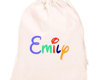 Custom Name Goodie Bag: Personalized Childrens Pouch - Kids Party Favor - Drawstring Bags, Disney Bag