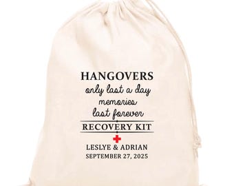 Personalized Hangover Kit Bags: Bachelorette Wedding Recovery Cotton Favor