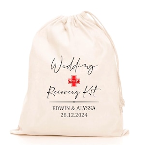 Personalized Wedding Hangover Kit Bags: Cotton Favor Pouches