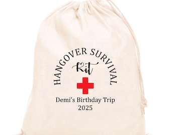 Custom Cotton Hangover Kit Bags: Bachelorette Party Favor, Recovery Bag