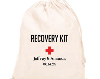 Custom Cotton Drawstring Bag: Wedding Survival, Recovery Kit Pouch