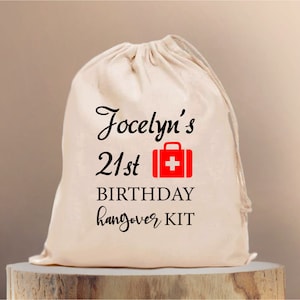Handmade 21st Birthday Hangover Kit: Cotton Favor Pouch