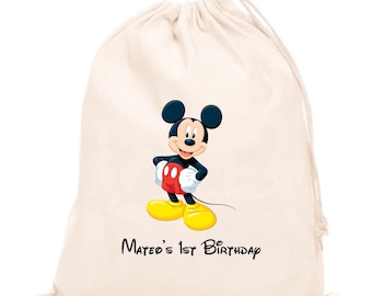 Mickey Mouse Favor Bags: Custom Cotton Birthday Party Pouches