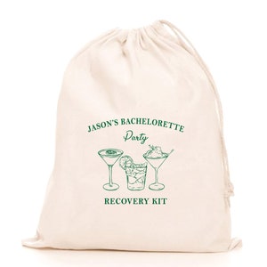 Custom Cotton Bachelorette Party Favor Bags: Hangover Recovery Kit