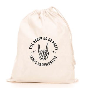 Customize Til Death Do Us Party Bags - Skeleton Bag - Wedding Welcome Bags - Custom Bags - Bachelorette Party Favor, Hangover Kit, Halloween