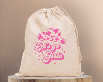 Lets go girls, Personalized Cotton Bachelorette Party Favor Bags: Hangover Kit, Hen Party