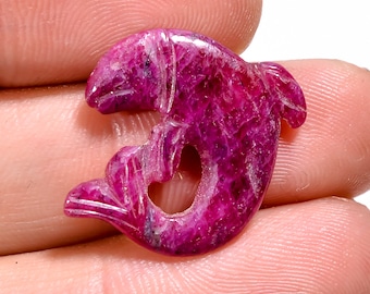 Natural Pink Ruby Fish Shape Cabochon Loose Gemstone For Making Jewelry 10 Ct. 19X19X3 mm S-1300
