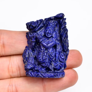 Natural Lapis Lazuli Sri Krishna Shape Carved Loose Gemstone For Making Jewelry 140 Ct. 44X31X14 mm S-1023