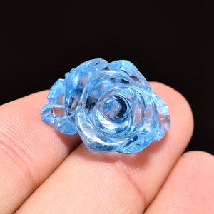 Natural blue topaz  Flower Shape Carved Loose Gemstone For Making Jewelry 24 Ct. 21X15X14 mm S-1031