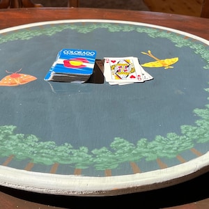 LazySusan, 'A Different Perspective'-Handpainted, 20 inch round, Turntable dining room table, coffee table, or counter top-crafted from wood