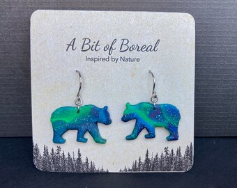 Bears of the Night Sky - Aurora Borealis - Northern Lights - Dangle Earrings