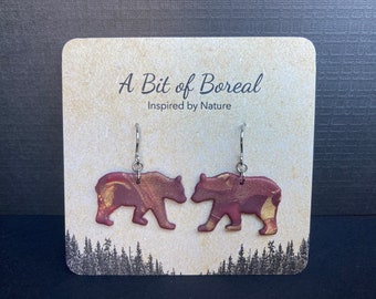 Copper Brown Bear Dangle Earrings