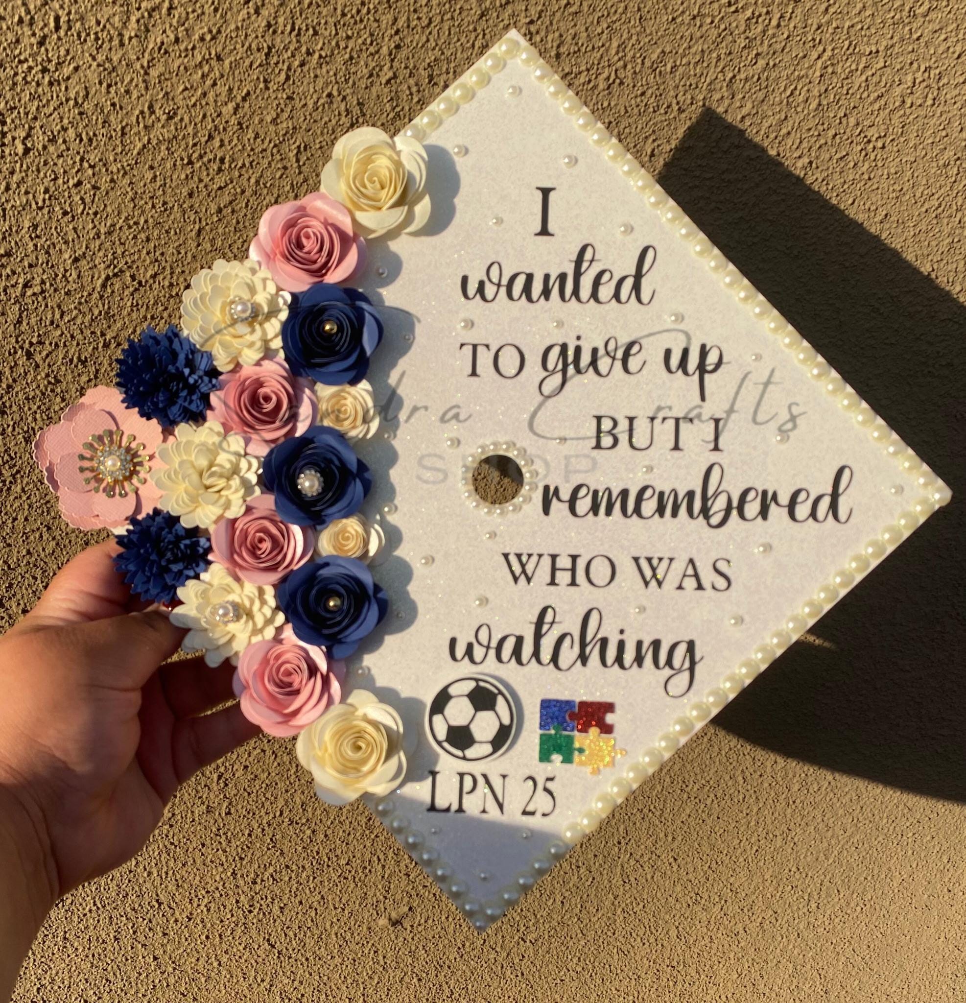 Custom LPN Nursing Graduation Cap Topper With Flowers | Personalized ...