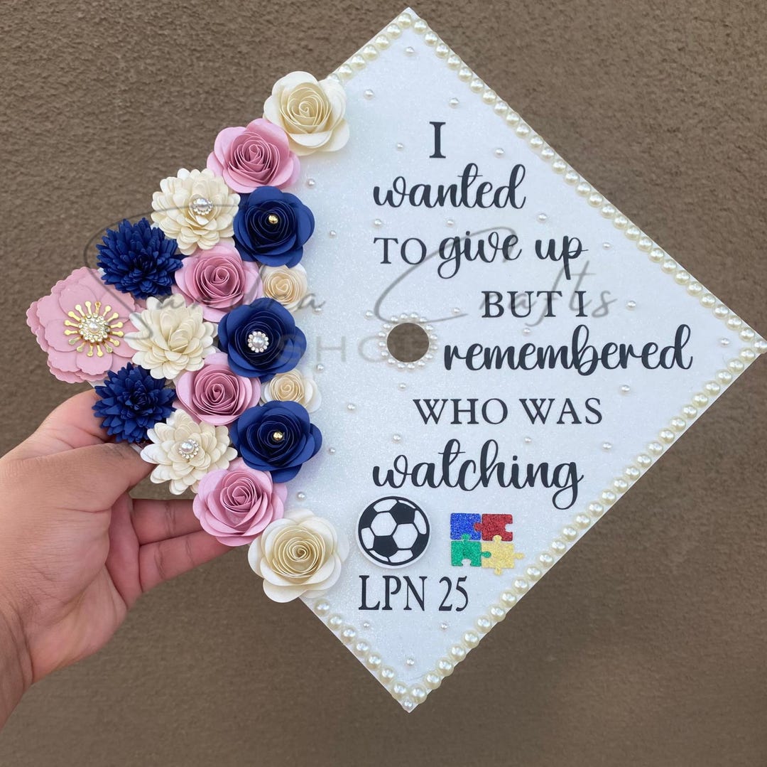 Custom LPN Nursing Graduation Cap Topper With Flowers | Personalized ...