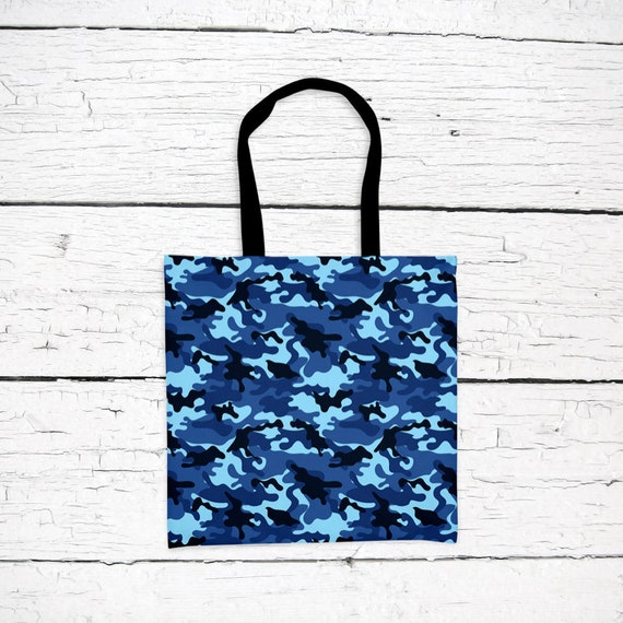 Blue camo shop tote