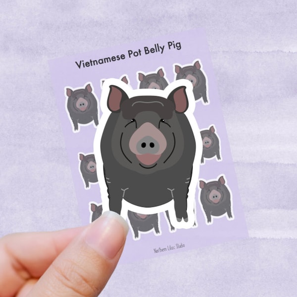 Vietnamese Pot Belly Pig vinyl sticker sheet