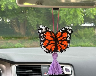 Handmade Butterfly Punch Needle Car Charm