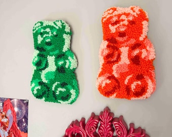 Gummy Bear Punch Needle Fiber Wall Art Hanging Food Decor