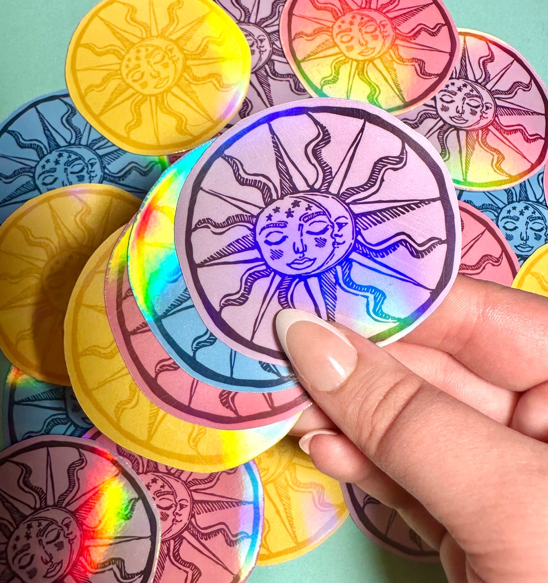 The Sun Sticker Holographic Sun Moon Celestial Sticker - Etsy