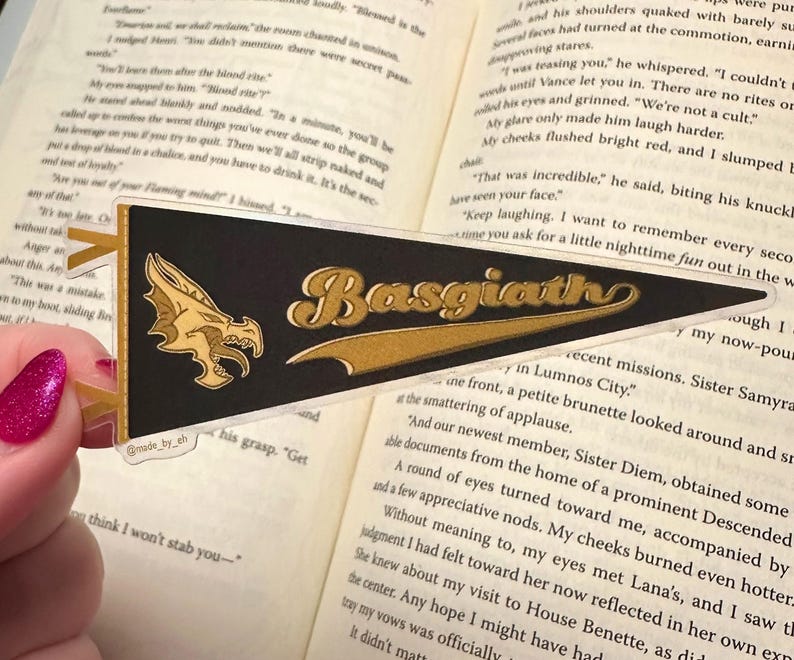 Basgiath Transparent Vintage Sports Pennant Fourth Wing Inspired Sticker immagine 1